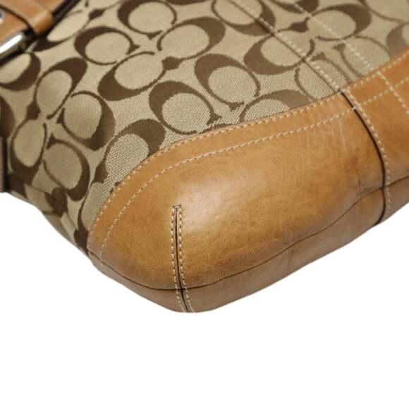Coach 3574 Canvas and Leather Signature Shoulder Bag, Camel - Picture 8 of 16